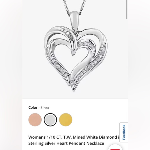 White diamond/sterling silver double heart necklace, never worn. - Picture 1 of 3